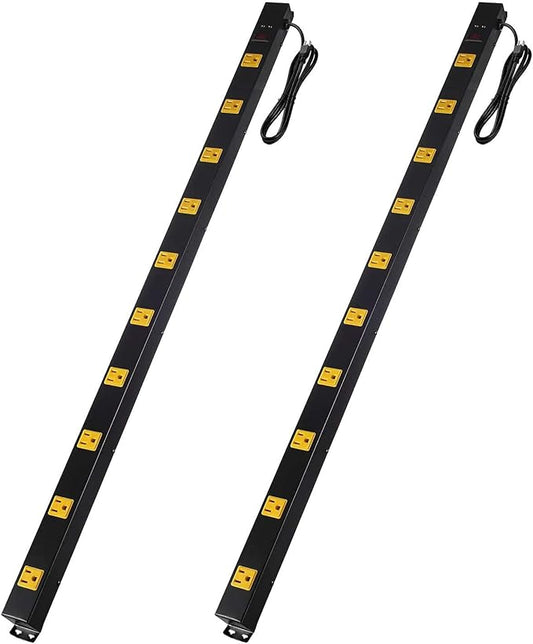 10-Outlet Heavy Duty Power Strip Surge Protector Metal Long Extension Cord 6-Foot, SGS Certified,Black(1000J)…