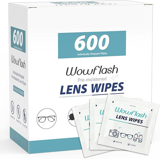 600 Count Lens Wipes for Eyeglasses, Eyeglass Lens Cleaning Wipes Pre-moistened Individually Wrapped Sracth-Free Streak-Free Eye Glasses Cleaner Wipes for Sunglass, Camera Lens, Goggles