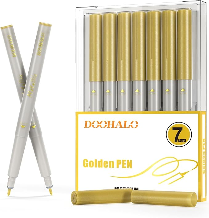 DOOHALO Metallic Pens Gold Silver Marker Compatible with Cricut 3/Maker/Explore 3/Air 2/Air Machine 1.0 Medium Point Tips for Drawing Writing