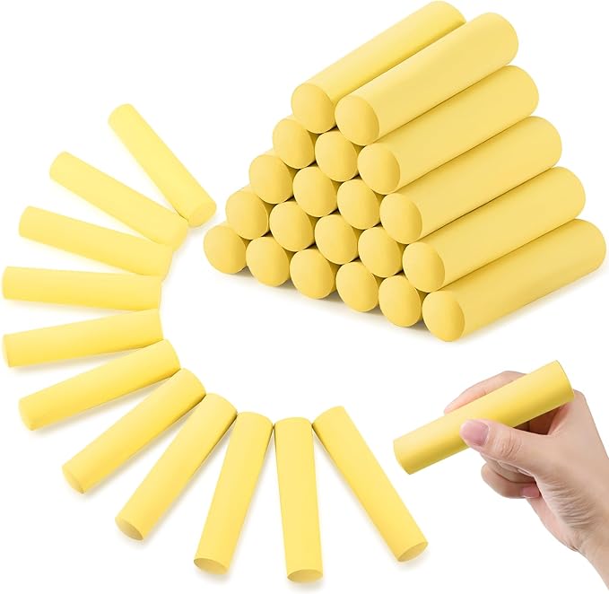 Fulmoon 40 Pcs Jumbo Sidewalk Chalk for Kids Outdoor Art Non Toxic Large Washable Street Chalk for Adults Drawing Painting Classroom(Yellow,Round Style)
