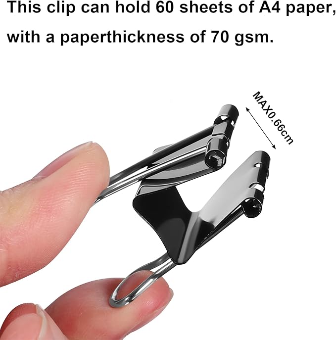 48 Pack Small Binder Clips 3/4 Inch, Black Binder Clips, Small Paper Clamps, Mini Binder Clips Black for Home School Office and Business (48 pcs)
