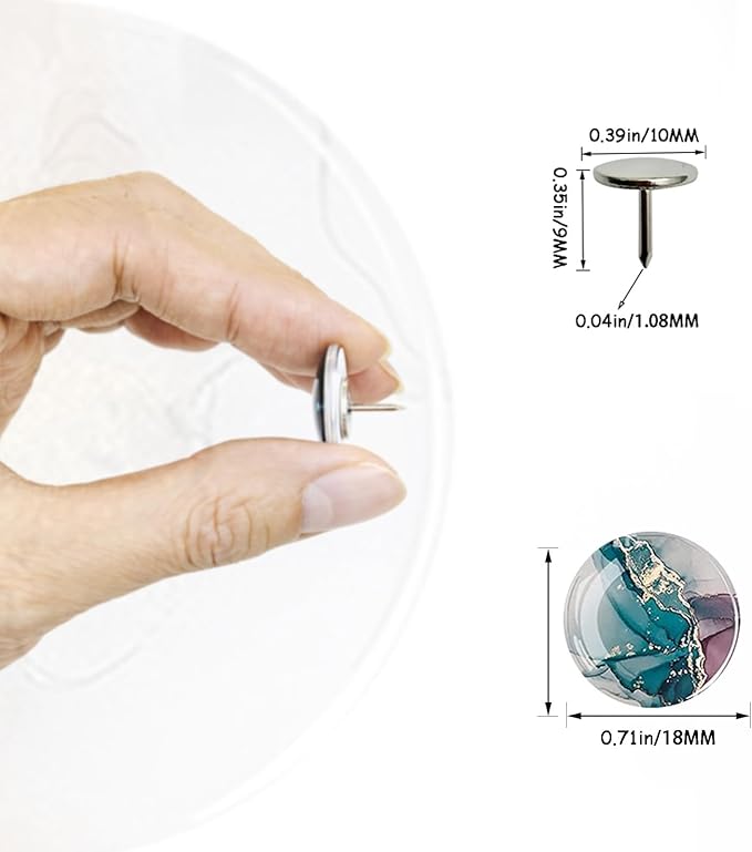 24Pcs Push Pins,Decorative Push Pins for Bulletin Board,Thumb Tacks for Cork Board, Cork Board Thumbtacks, Decorative Thumb Tacks for Class Organisation,Home,Office Decor(Marble Pattern)