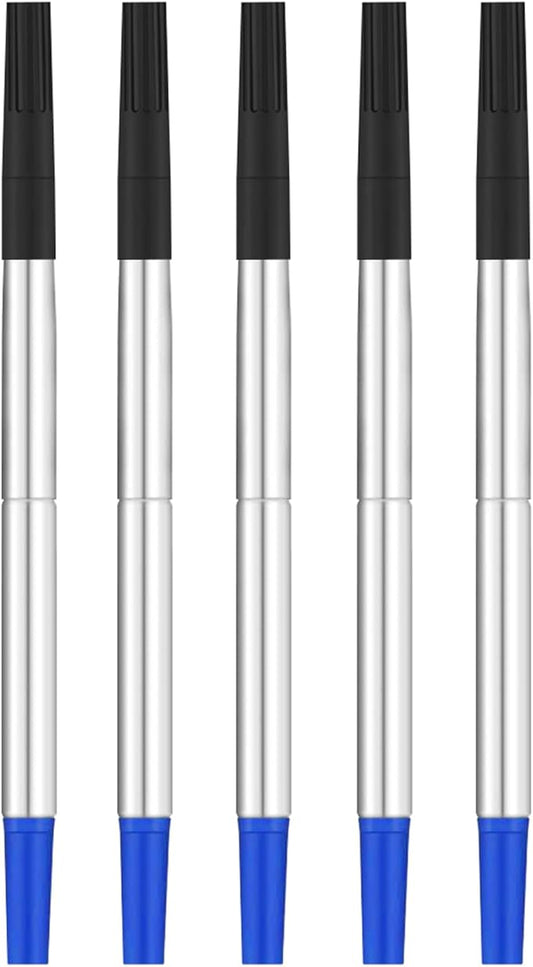 DunBong Quink Ink Rollerball, Compatible with Parker Rollerball Pens, 0.5mm Fine Point, Blue Ink Refill Pack of 5, Replaceable Gel Ink Pen Refills, Smooth Writing (Blue-0.5mm)