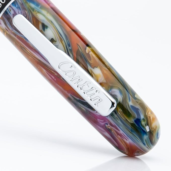 Conklin 1898 Fountain Pen, Misto Green - 14KT Gold Fine Nib | Luxury Writing Instrument with Unique Resin Blend | 14KT Gold Nib Made in Germany | Ideal for Pen Enthusiasts