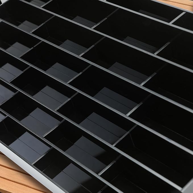 Acrylic Business Card Holder for Desk Multiple Business Card Holders 28 Slot 7 Tier Large Business Card Organizer Business Card Display Rack Black Plastic Business Card Stand for Home Office