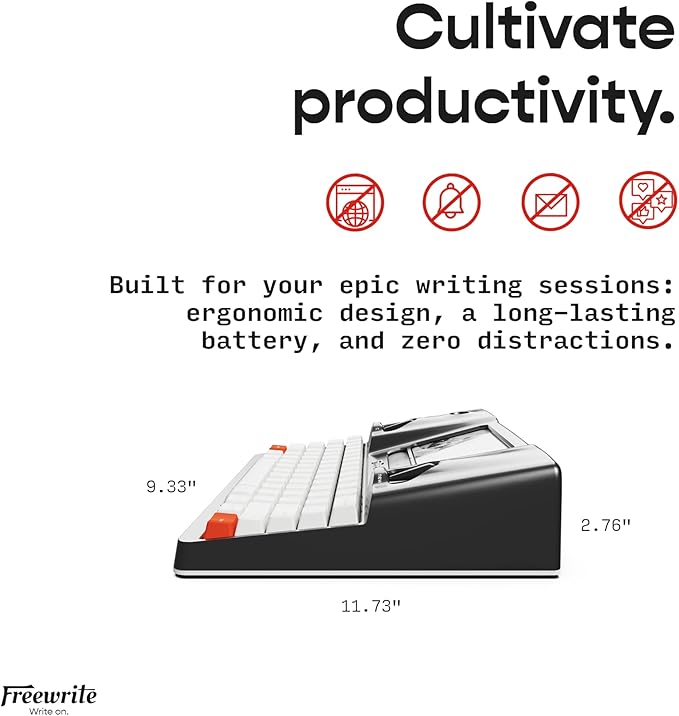 Freewrite Smart Typewriter | Digital Typewriter with E Ink Display for Distraction-Free Writing | WiFi-Enabled Word Processor Syncs Directly to The Cloud | Dedicated Drafting Machine for Authors