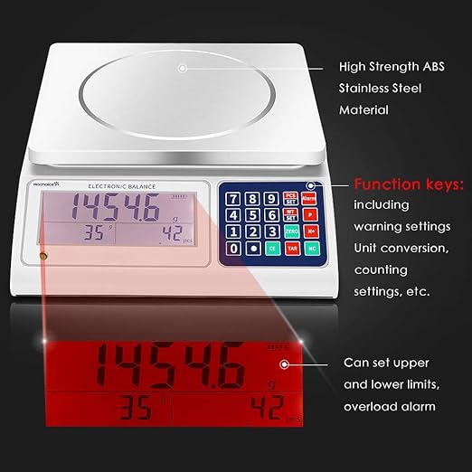 Digital Counting Scales Grams Industrial Scale 33lbs×0.0011lb-15kg x 0.5g High-Precision Electronic Gram Scale with RS232 Port for Connecting Computer or Printer