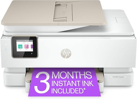 HP ENVY Inspire 7955e Wireless Color Inkjet Printer, Print, scan, copy, Easy setup, Mobile printing, Best-for home, 3 month Instant Ink trial included, White