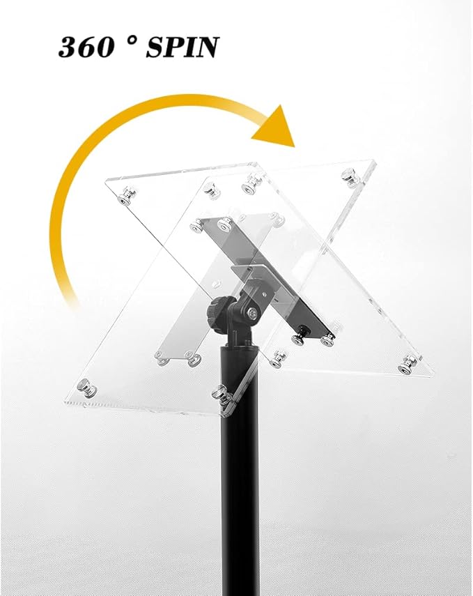 DISPLAYSWORKER Adjustable Heavy Duty Pedestal Sign holder floor Stand,sign stand poster stand ,acrylic frame for 8.5 x 11 inch,Silver (silver, acrylic frame 8.5-x-11-inch)