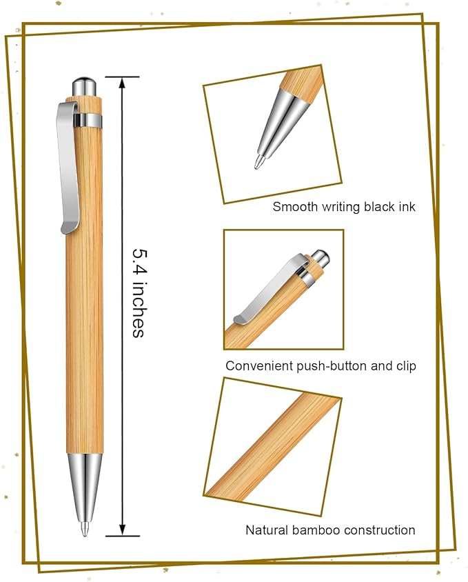 250pcs Bamboo Pens Bulk Wooden Bamboo Pens Engraving Wooden Ballpoint Pen Customizable Gift Pen Bulk