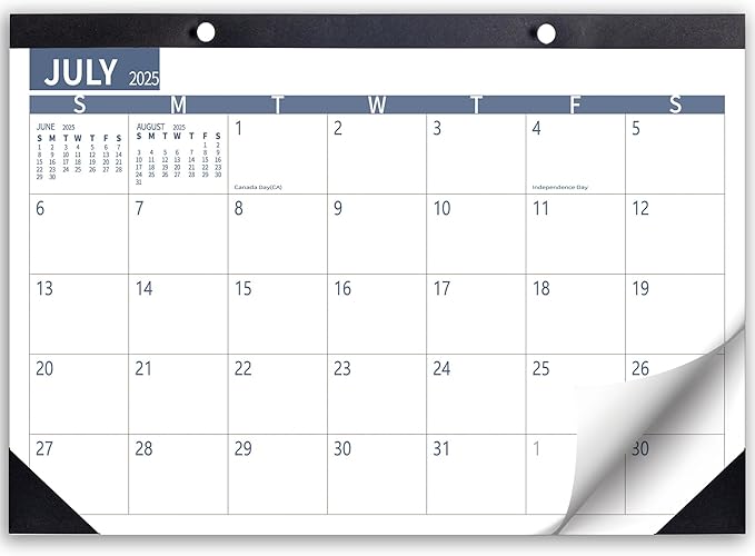 Desk Calendar 2025 Wall Calendars, July 2025 - December 2026 Monthly Planner Paper Office Desktop 17"X 12", Months, Planning and Organizing Home, School, Office, Holiday, Vacation