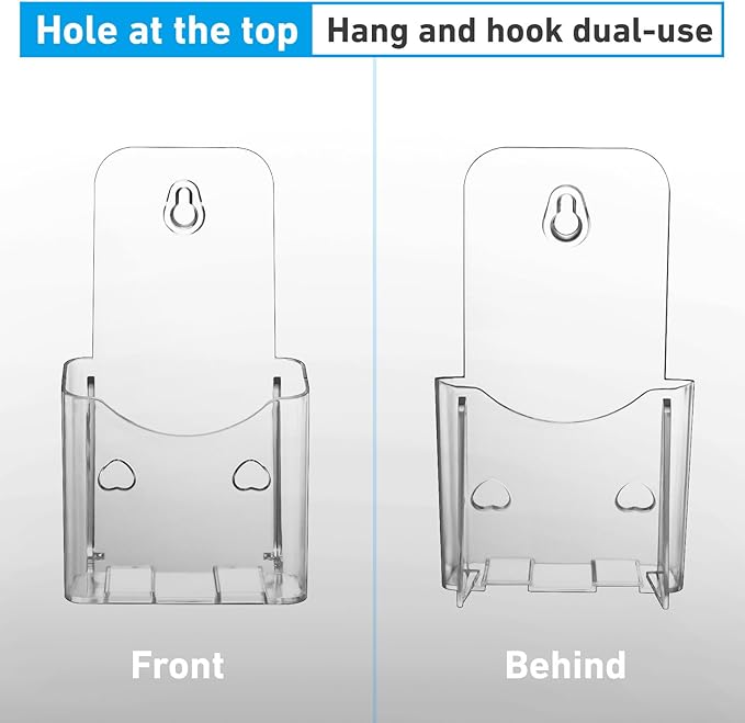 Brochure Holder 4x9 Inches Slant Back Design, Clear Display Stand, Plastic Table Stand Sign Holder,Pamphlet Holder Flyer Holder, Acrylic Display Stand, Acrylic Table Signs Plastic Paper Holder for Office, Home, Store, 4 Pack