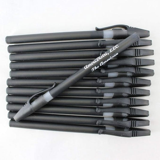 ezpencils - Personalized - Solid Black Colored body with a white Silicone Gripper - Willowy Pens - Free Personalization