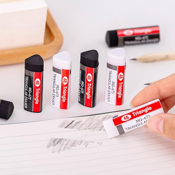 Black White Erasers 8 Pack Pencil Erasers Triangle Erasers for Kids Bulk for Students School Supplies Office Prize Gifts (Black and White Triangle)