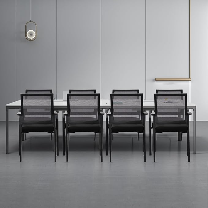 Desk Chair No Wheels, Arm Chair with Ergonomic Lumbar Support and Thickened Seats Cushion, Waiting Room Chairs for Office School Church Guest Reception, Black