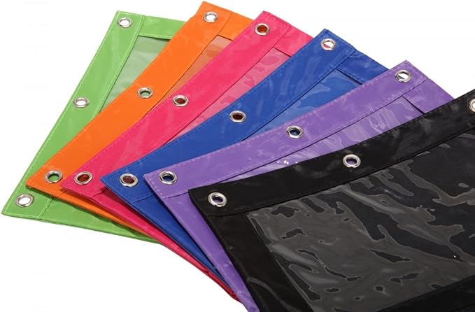 24 Packs 3 Ring Binder Pen Pencil Case Pouch Bulk Set Stationery Bag for School Class Office Black