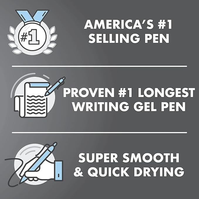 G2 Retractable Premium Gel Ink Roller Ball Pens Ultra Fine Point (.38mm) Black Ink 6 pack; Refillable & Premium Comfort Grip Bundle with Plastic Reusable Pouch