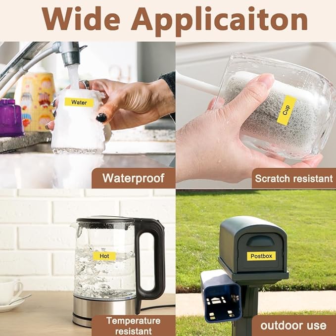 Hehua Tape Tze Tz 12mm 0.47 Black on Yellow Laminated Compatible for Brother TZe-631, TZe631 TZ-631 Label Maker Tape Compatible for Brother Ptouch Tape 12mm 0.47 Yellow for PT-D200, 3 Pack