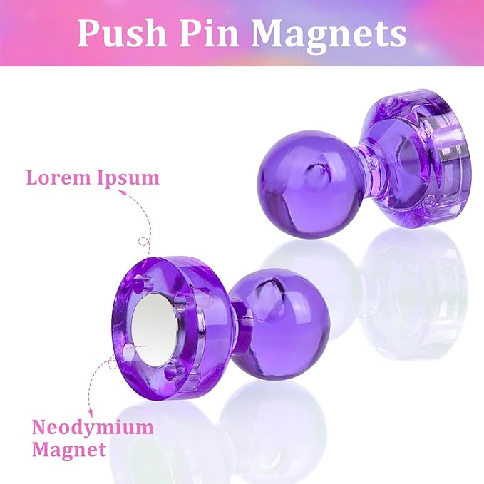 60PCS Colorful Strong Magnetic Push Pin Magnets, 6 Assorted Color for Office, Classroom, Kitchen Home and School, Map Magnets, Whiteboard Magnet