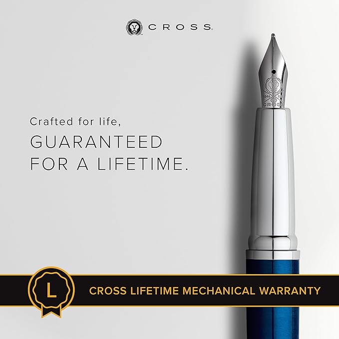 Cross ATX Refillable Fountain Presented in a Luxury Gift Box - Medium Point, Black Ink, Translucent Blue