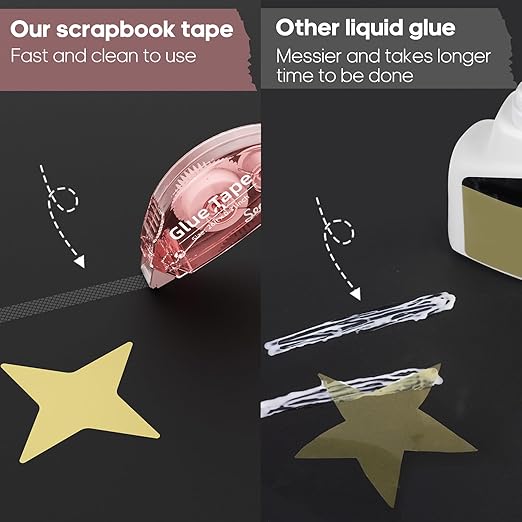 8 Pack Scrapbook Tape, Double Sided Tape for Crafts, Adhesive Glue Runner for Scrapbooking Journaling Supplies, Glue Roller for Kids and Adults School Office Teacher Supplies, 0.3IN x 26FT