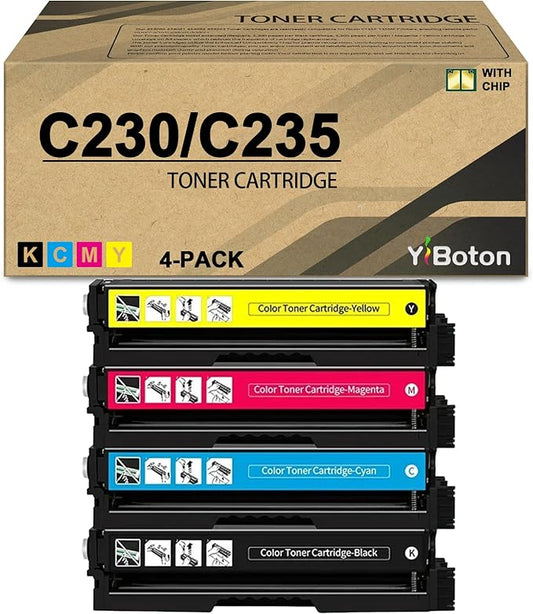 High Yield C230 C235 Toner Cartridge with Chip 006R04391 006R04392 006R04393 006R04394 Toner Cartridges Compatible with Xerox C230 C235 C230DNI C235DNI Printer (4-Pack Black Cyan Magenta Yellow)