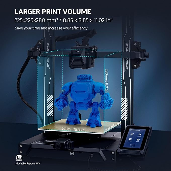 ELEGOO Neptune 3 Pro 3D Printer with Auto Bed Leveling, Dual-Gear Direct Extruder, Dual Lead Screw Drive, Removable Capacitive Screen,8.85x8.85x11in Large Printing Size