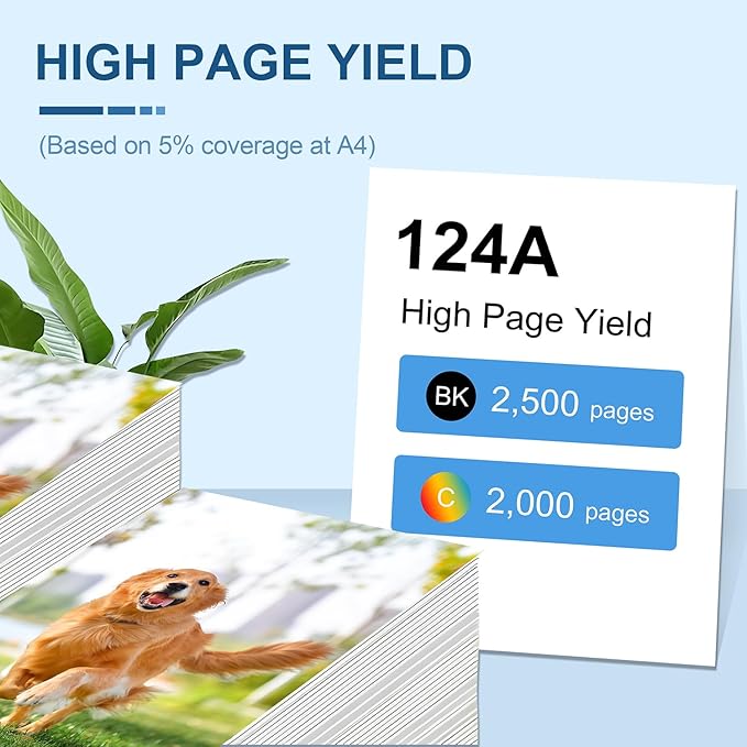 124A Toner Cartridges 4 Pack(with Chip) Remanufactured Compatible for 124A Q6000A Q6001A Q6002A Q6003A 124A Toner use for Color 2600n 1600 2605 1015 1017 Series Printer(Black Cyan Magenta Yellow)