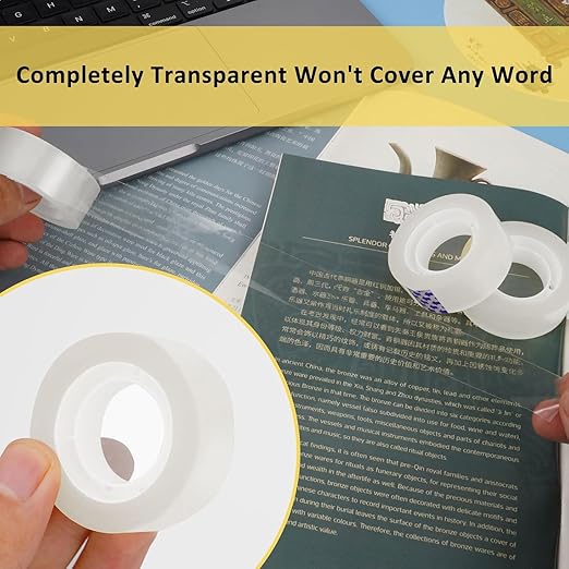 Clear Tape, 6 Rolls Transparent Tape Refills, Easy Tear Stationery Gift Tape for School & Office, High Viscosity, Odorless, 1 Inch Core, 3/4 x 1000 inches