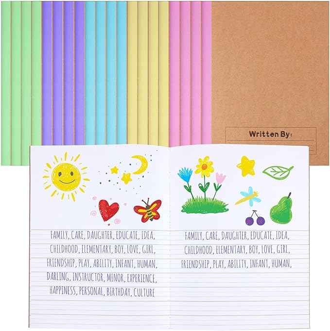 Henoyso 20 Pcs Primary Composition Notebook 9 3/4 x 7 1/2 Inch Kids Journal, Back to School Supplies, K-2 Primary Writing Notebook for Kids Student Draw and Write Story Journal (Macaron Color)