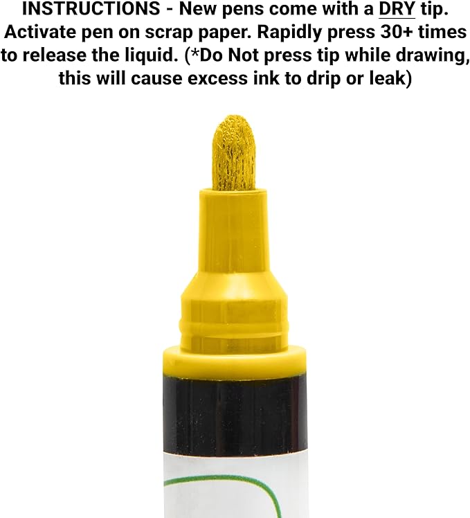 Glass Pen Window Marker: Liquid Chalk Pens for Glass, Whiteboard Markers with Washable Paint - Graduation, Car Windows, Mirror Pen, Storefront, Wedding, Parade, Party & Holiday (Yellow, Fine Tip)