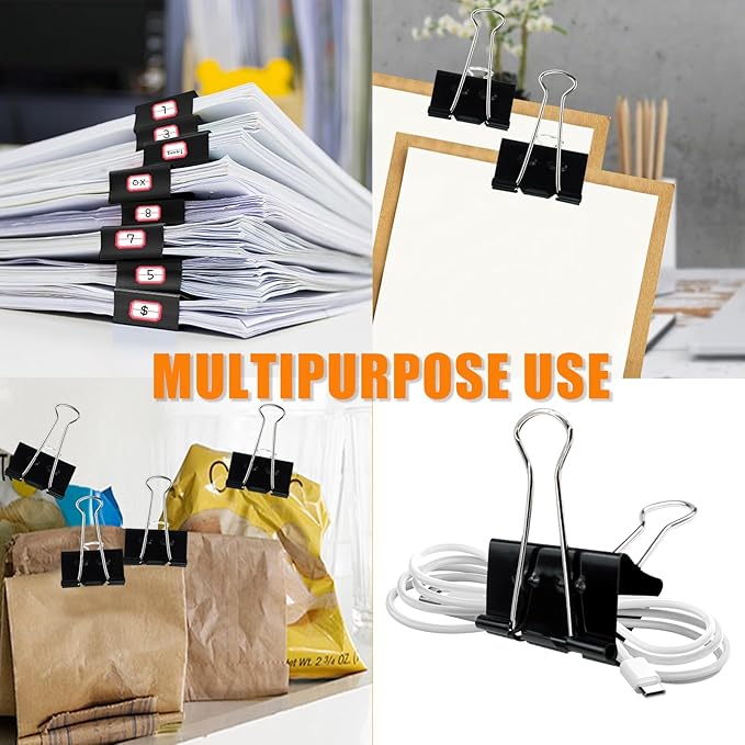 48Pcs Binder Clips(2 Inch), Upgrade Large Binder Clips Heavy Duty Paper Clamps for Office and Home Supplies
