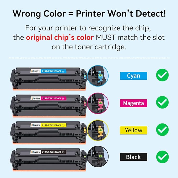 218A Toner Cartridges 4 Pack Compatible Replacement for HP 218A 218X Toner Cartridges for Color Laserjet Pro MFP 3301fdw 3301cdw 3201dw 3301sdw Printer W2180A W2180X High Yield (No Chip)(BCMY,4 Pack)