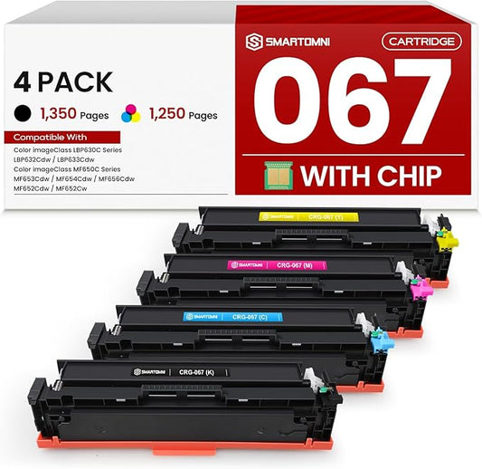 067 Toner Cartridge Set Replacement for Canon 067 067H Toner Cartridge Compatible With Canon Color ImageCLASS MF653Cdw MF656Cdw LBP632Cdw MF654Cdw LBP633Cdw MF650C LBP630C Series Printers 4-Pack Color