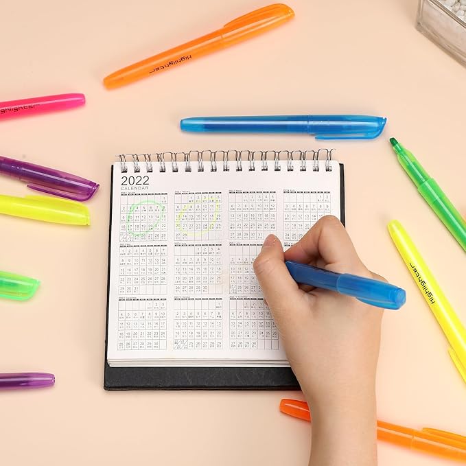 BESARME 60 Pack Highlighters Bulk Highlighter Assorted Colors 6 Colors Fluorescent Highlighters Markers for Home School Office