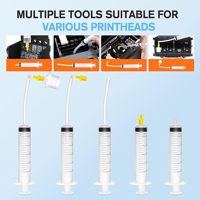 E-Z Ink Printer Cleaning Kit for Epson Ecotank Printer, Printerhead Cleaning kit for HP/Canon/Brother Inkjet Printers, Printhead Cleaning Solution, 100ML