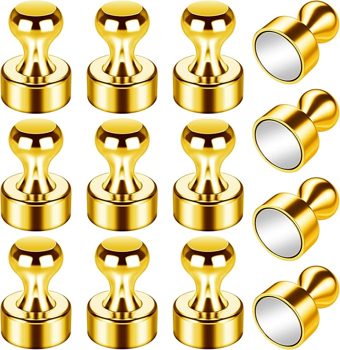 12 Pack Refrigerator Magnets Fridge Magnets Whiteboard Magnets Small Magnets Magnetic Push Pin, Office Magnets Push Pins Magnets for Whiteboard, Fridge, Office, School