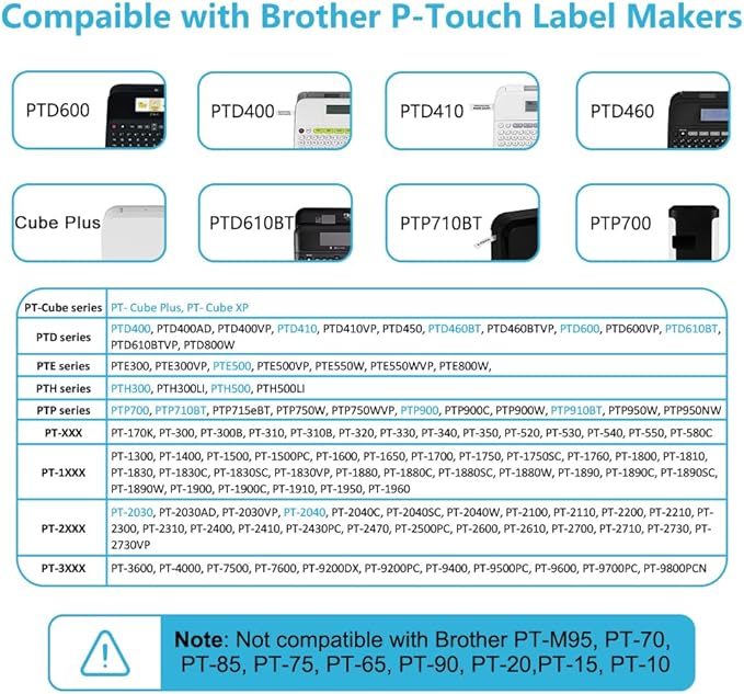 Hehua 18mm 0.7 Laminated White TZ Tape Compatible for Brother Label Maker TZe241 TZ-241 TZ241 TZe 241 3/4 x 26.2ft Label Tape for Ptouch PT D400 D600 D610BT P710BT P750W, Black on White, 5 Pack