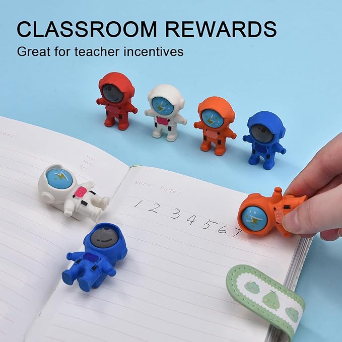 20Pcs Outer Space Themed Erasers for Kids Bulk, Kawaii Cute Spaceman Eraser for School Classroom Supplies Party Favors