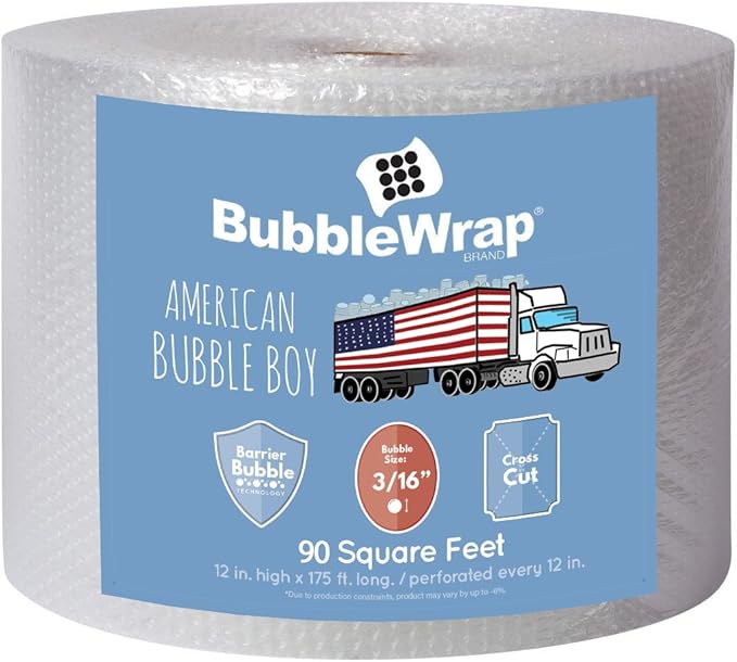 Bubble Wrap 90', Small 3/16 Cushioning, 90 ft with Perforated Every 12"