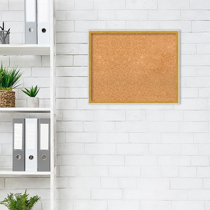 Amanti Art Natural Cork Board for Wall, 17x21 Vision Board with White Frame, Small Corkboard Office Decor for Home Organization, Modern Corkboard Pinboard to Display Items for Home Organization in