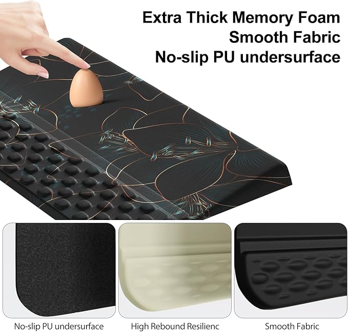 Computer Keyboard Stand with Wrist Rest,Comfy Ergonomic Tilted Keyboard Holder,Keyboard Tray Support for Office Home (Green Flowers)