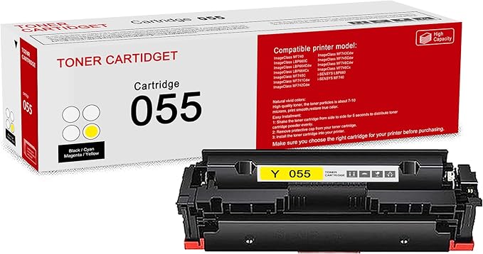 1 Pack 055 3013C001 Yellow Whit chip Toner Cartridge: Compatible CRG 055 3013C001 Replacement for Canon Color ImageClass MF740 LBP660C LBP664Cdw MF740C MF745Cdw i-SENSYS LBP660 MF740 Printer