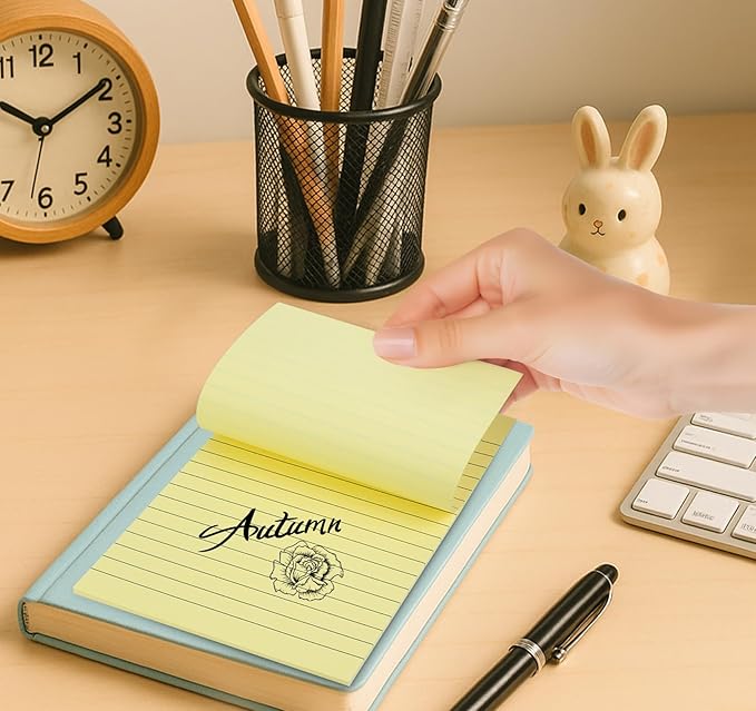 6 Pack 8x6 Inch Lined Sticky Notes, 300 Sheets Large Yellow Sticky Notes with Lines Super Sticking Power Memo Pads, Self-Stick Note Pads for School Office Home