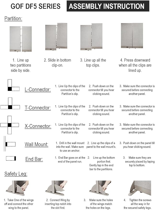GOF Office Partition Single Panel (48" w x 60" h) 4ft x 5ft