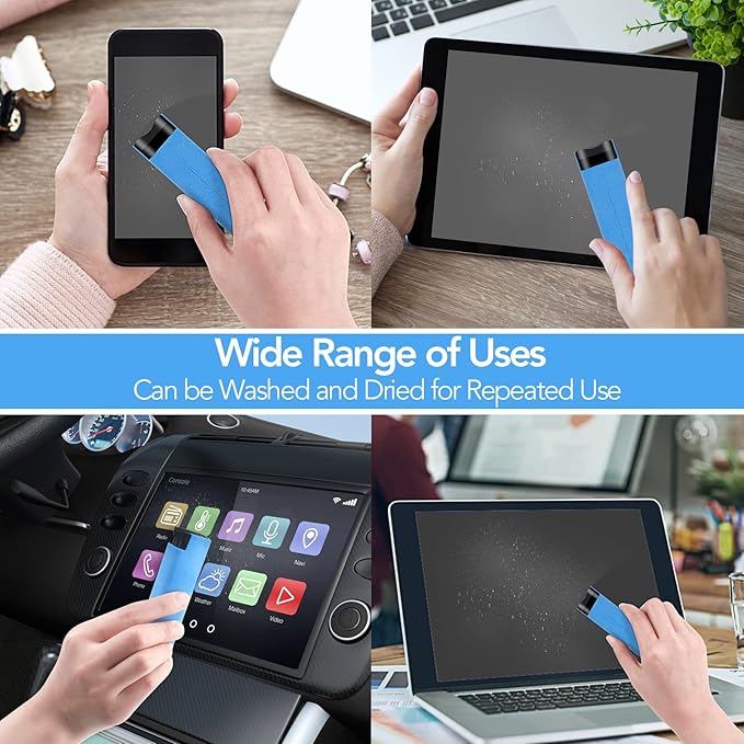 2 Pcs Fingerprint Proof Cleaner, 3 in 1 Touchscreen Mist Spray Wipe Cleaner Soft Fiber Flannel, Safe for All Phones Glasses Tablet Laptop TV Watch Screens (Blue)