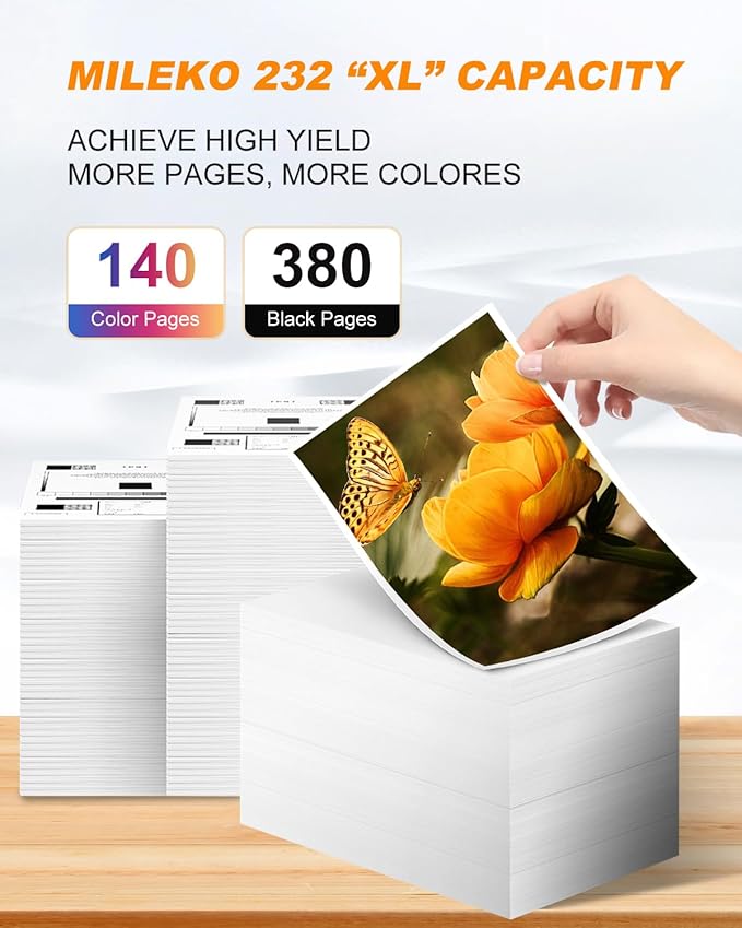 232XL Ink Cartridges Combo Pack Remanufactured Replacement for Epson 232 Ink Cartridge for Epson 232 232XL 232 XL T232 to use with Epson XP-4205 XP-4200 Workforce WF-2930 WF-2950 Printer (4 Pack