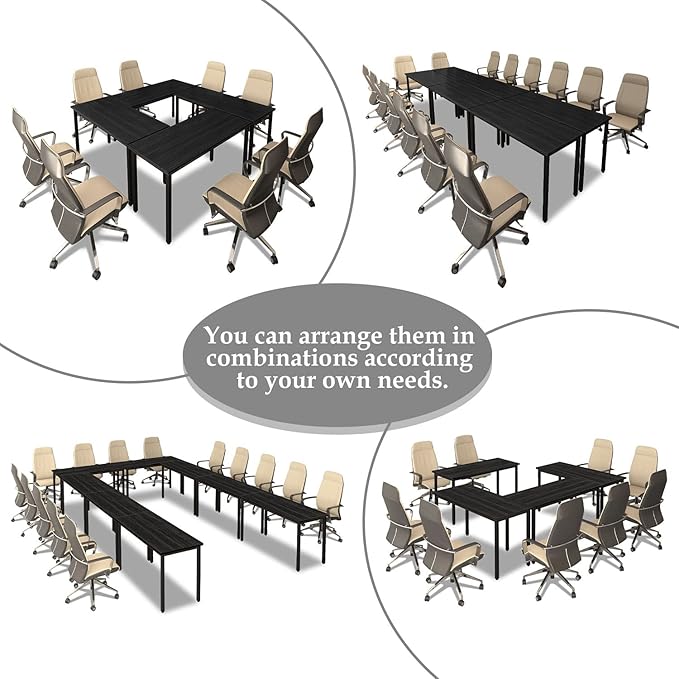 Bonzy Home Conference Tables 23ft Office Computer Desk for Meeting Room Study Writing Printer Podcast Table for 24 People Modern Black 10PCS 275.5"x47.2"x29.5"