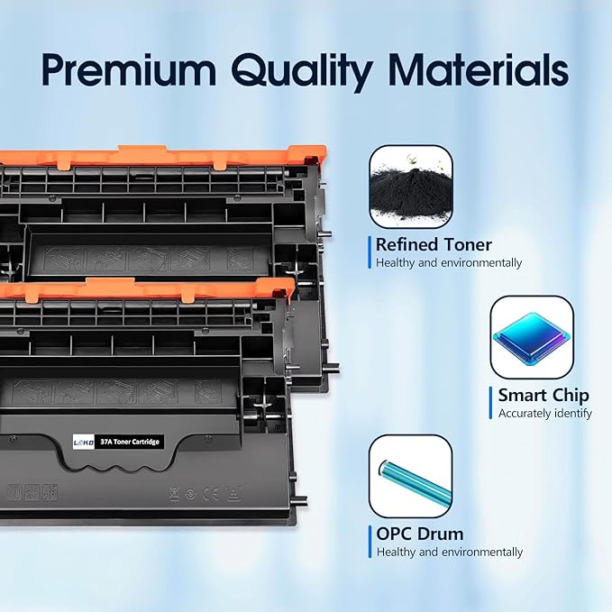 37A Black Toner Cartridges Replacement Compatible for 37A CF237A M607 M608 Toner Enterprise M607n M607dn M608n M608dn M608x M609 MFP M631 M632 M633 Printer (2 Black)