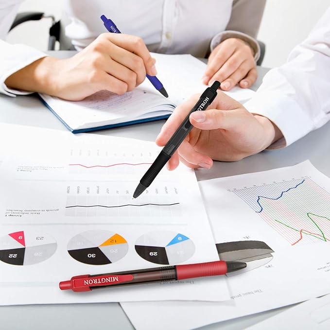 30 Pack Black Fine Point Gel Pens, No Smudge, Retractable, 0.5MM, Black Ink